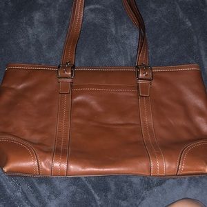 Brown leather Coach shoulder purse